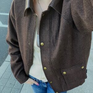 Astr Rylan leather trim barn jacket size large